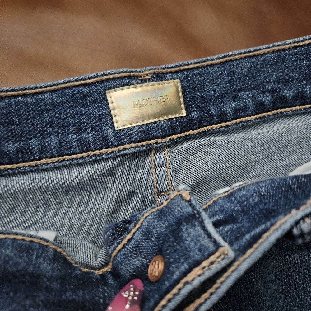MOTHER The Insider Crop Step Fray Jeans 27 Girl Crush - Picture 6 of 9